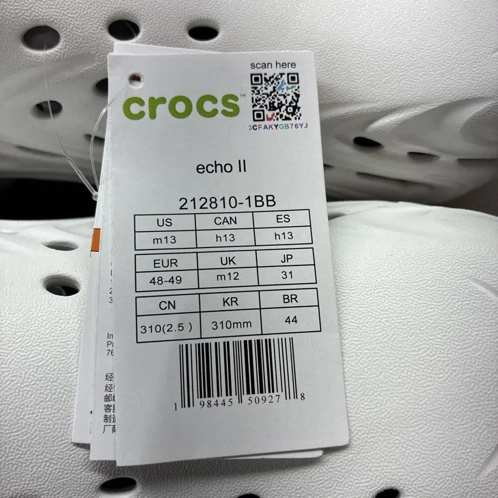 New Crocs Echo II Clogs Men’s Size 13 Moon Burst' 212810-1BB With Box